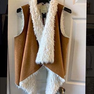 Elevenses Faux Sherpa Suede Fur Vest.